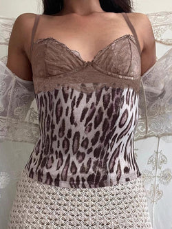 Vintage Lace Leopard V-Neck Cami Top