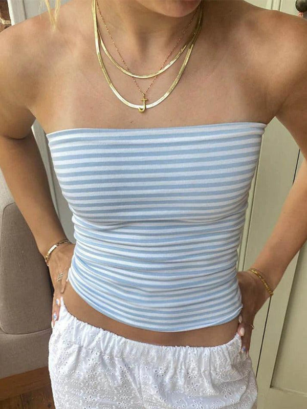 Striped Slim Bandeau Top - AnotherChill