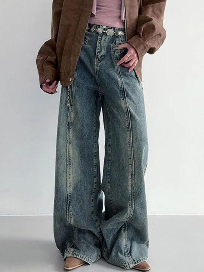 Vintage Wash Cut Design Boyfriend Jeans - AnotherChill