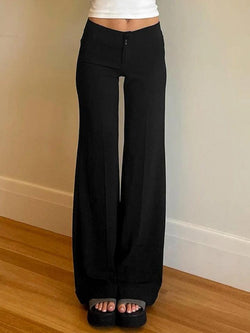 Solid High Rise Flared Straight Leg Pants - AnotherChill