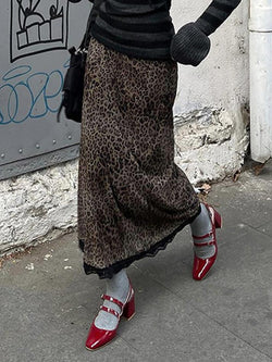 Vintage Leopard Print Lace Halter Skirt