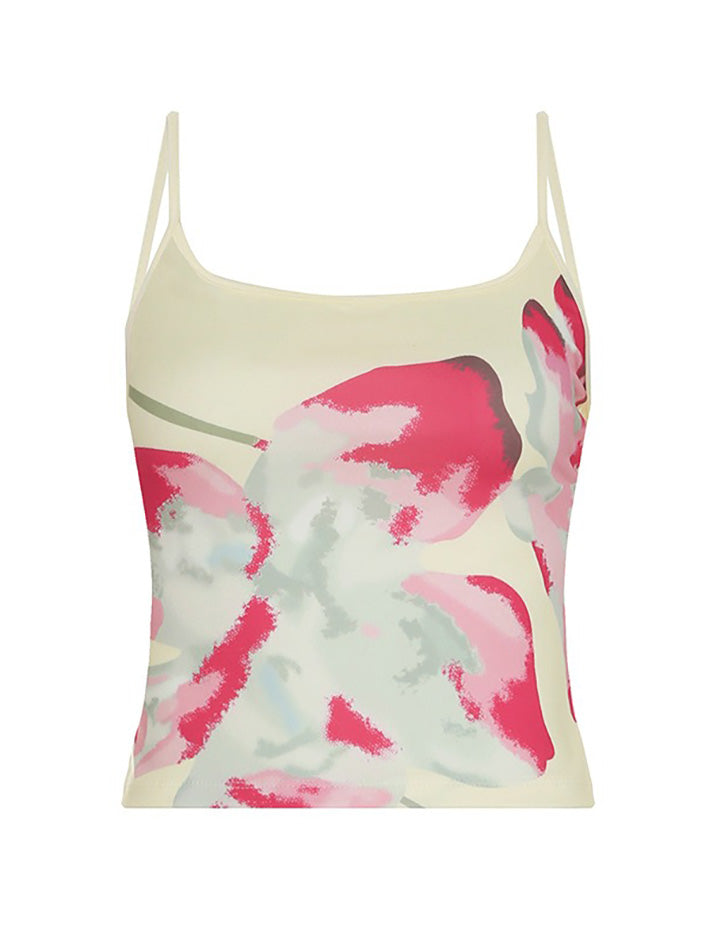 Floral Print Mesh Cami Set