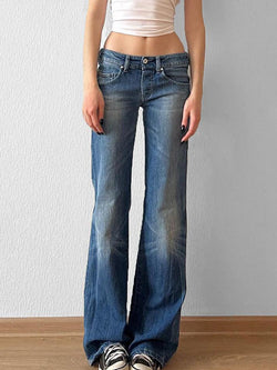 Vintage Low Rise Washed Wide Leg Jeans