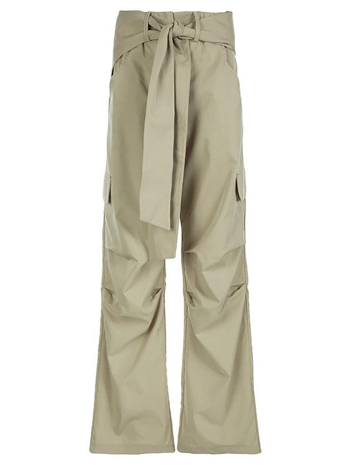 Tie Detail Loose Fit Cargo Pants