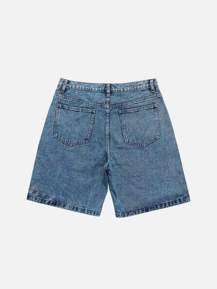 Five-Pointed Star Splicing Slim Ddenim Shorts - AnotherChill