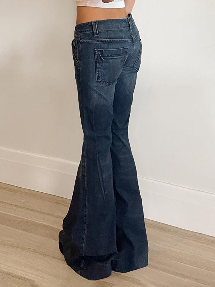 Hot Girl Washes Distresses Low Waist Flare Jeans