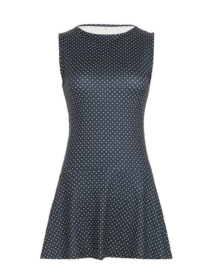 Vintage Polka Dot Contrast Sleeveless Dress