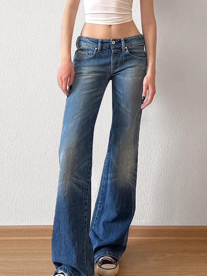 Vintage Low Rise Washed Wide Leg Jeans