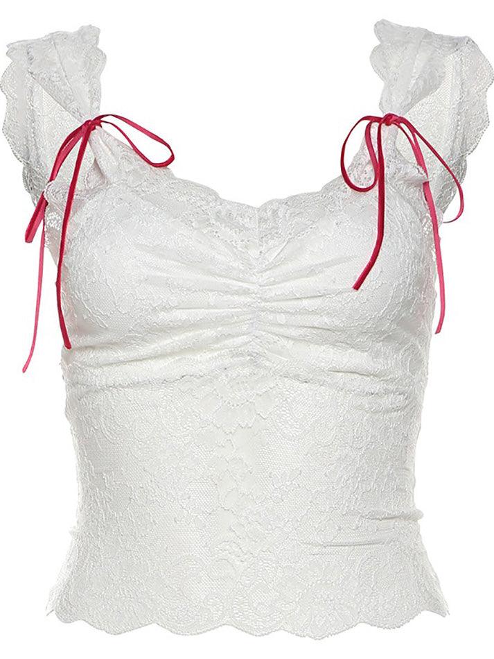 Lace Tie See Through Tank Top - AnotherChill
