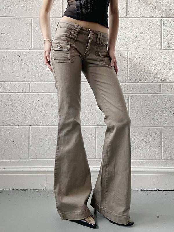 Vintage Low-Rise Pocket Flared Jeans