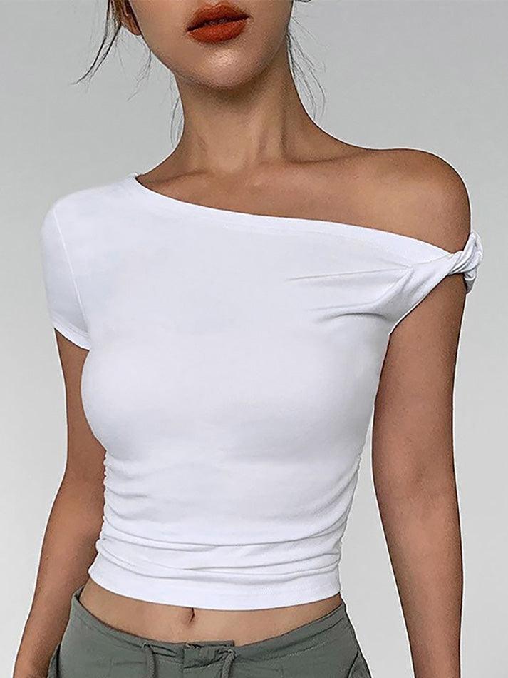 Twisted Asymmetrical Short Sleeve T-shirt - AnotherChill