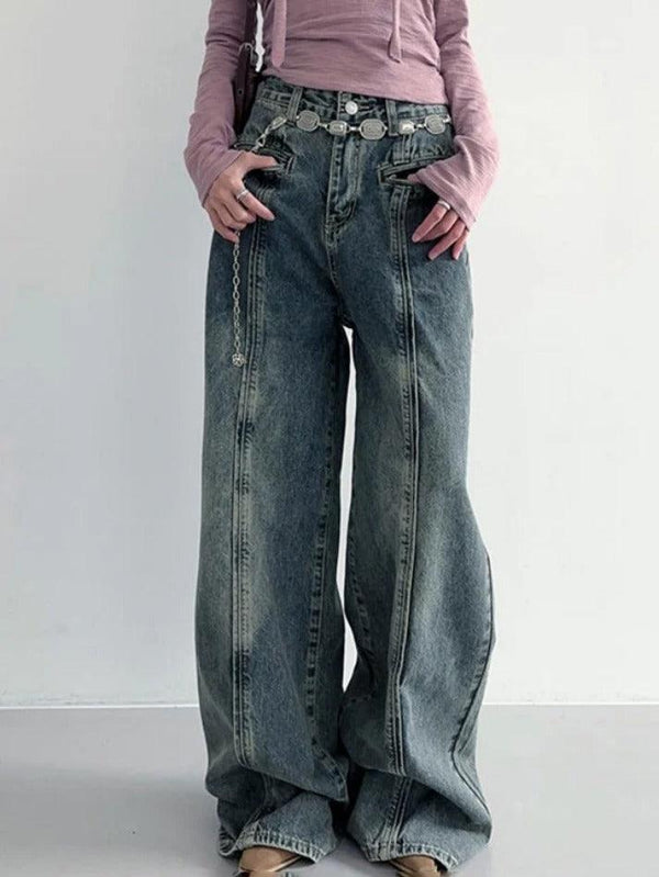 Vintage Wash Cut Design Boyfriend Jeans - AnotherChill
