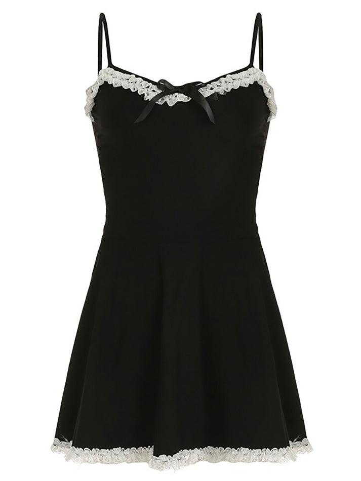 Lace Trim Bow Front Cami Dress