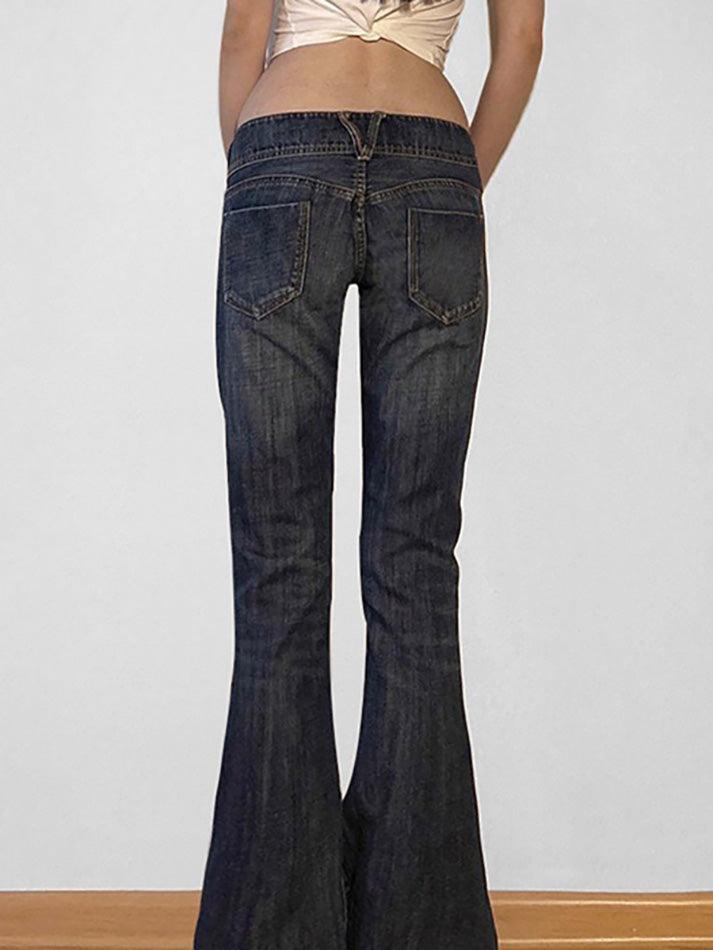 Low Rise Washed Flared Jeans