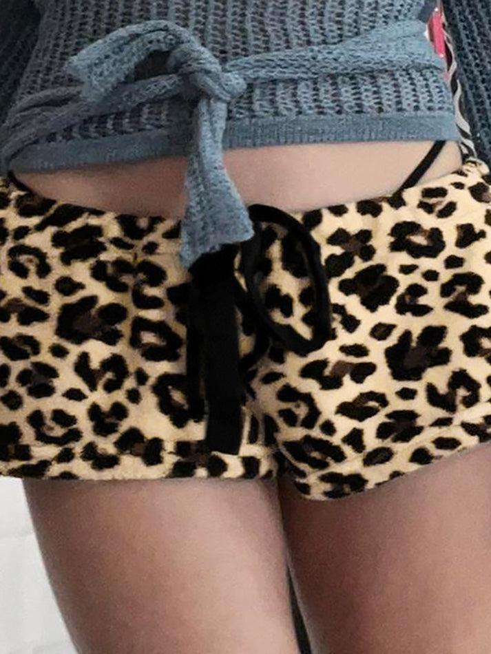 Leopard Print Tie Low-Rise Shorts