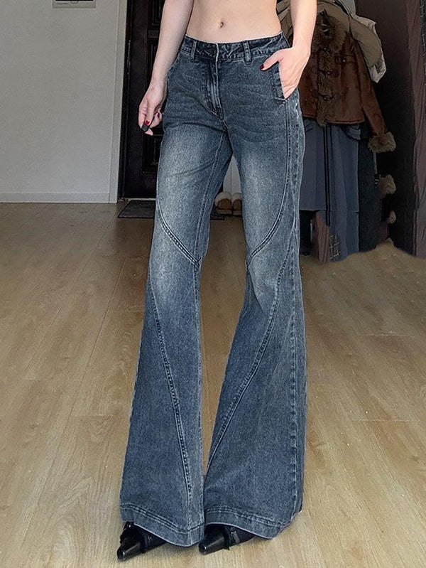 Vintage Gradient Low Rise Flared Jeans