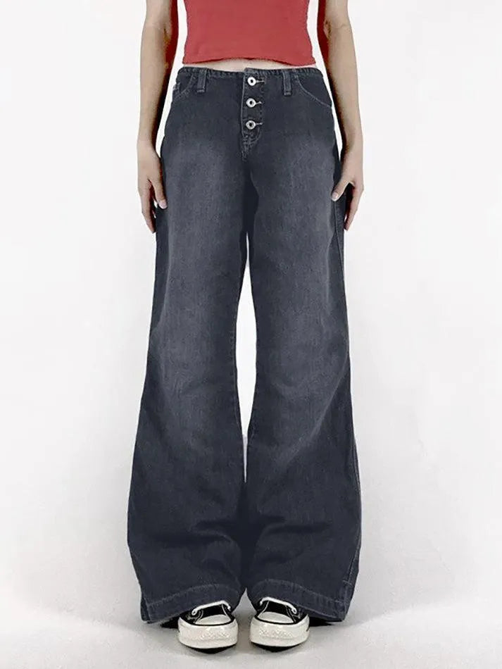 Vintage Washed Casual Wide Leg Jeans