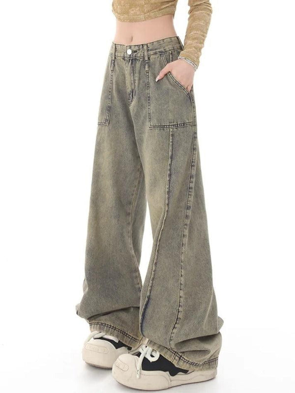 Vintage Distressed Wash Splice Boyfriend Jeans - AnotherChill