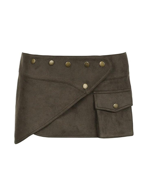 Vintage Studded Low-Waist Mini Skirt