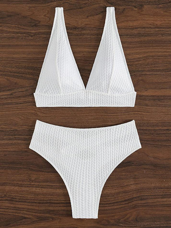White Textured Push-Up Bikini Set - AnotherChill