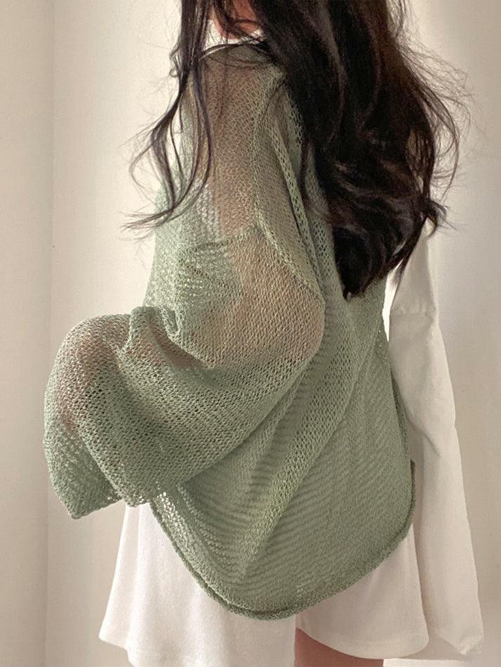 Oversized Long Sleeve Crochet Knit Top - AnotherChill