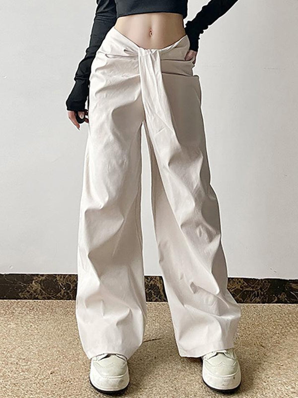 Asymmetrical Cross Waist Cargo Pants