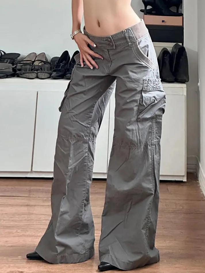 Vintage Multi-Pocket Low Waist Cargo Pants