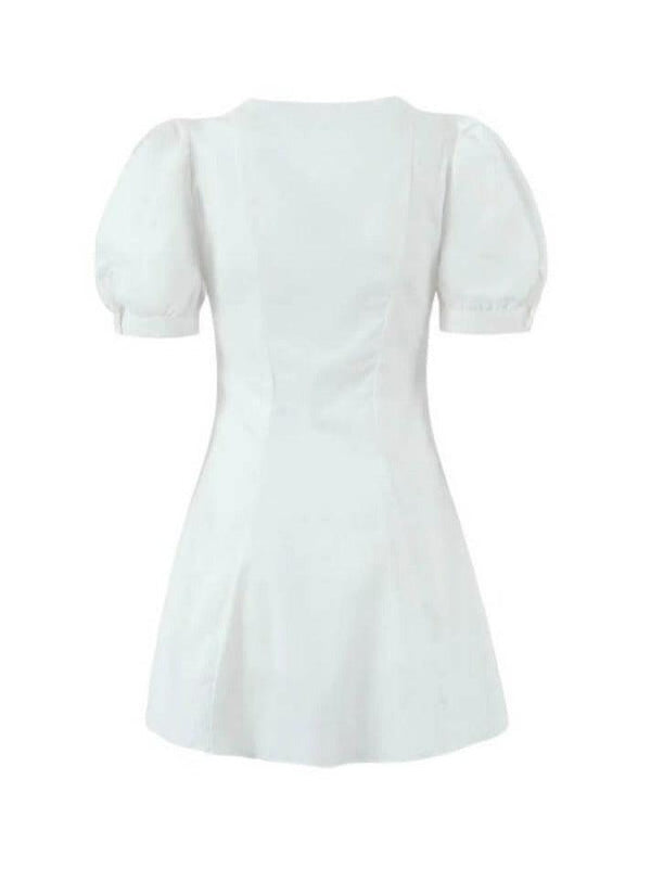 Puff Sleeve Short Shirt Dress - AnotherChill