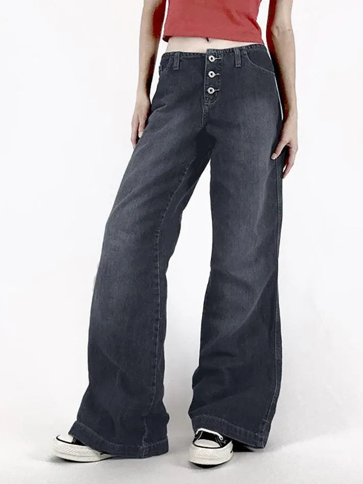 Vintage Washed Casual Wide Leg Jeans