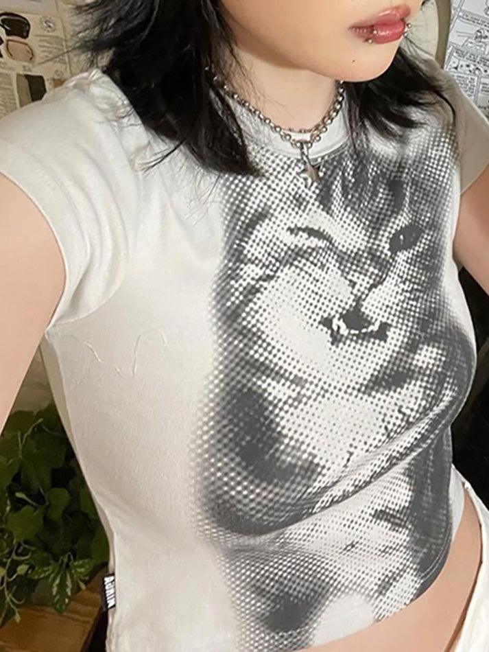 Cat Print Short Sleeve Tee