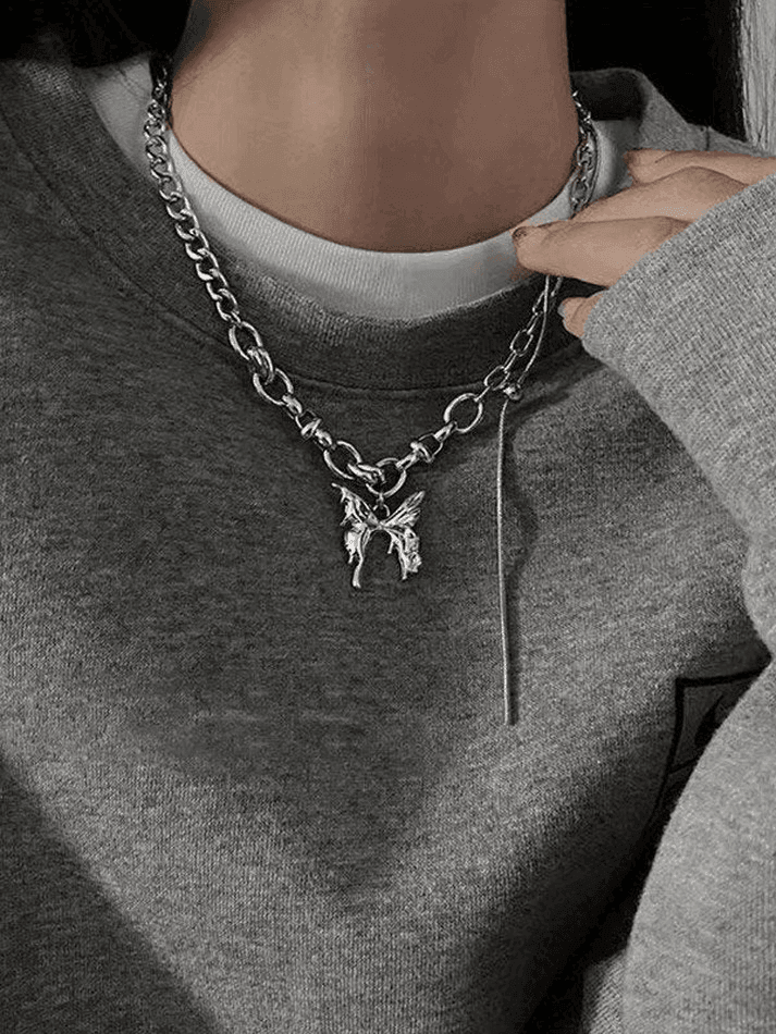 Butterfly Pendant Link Chain Necklace - AnotherChill