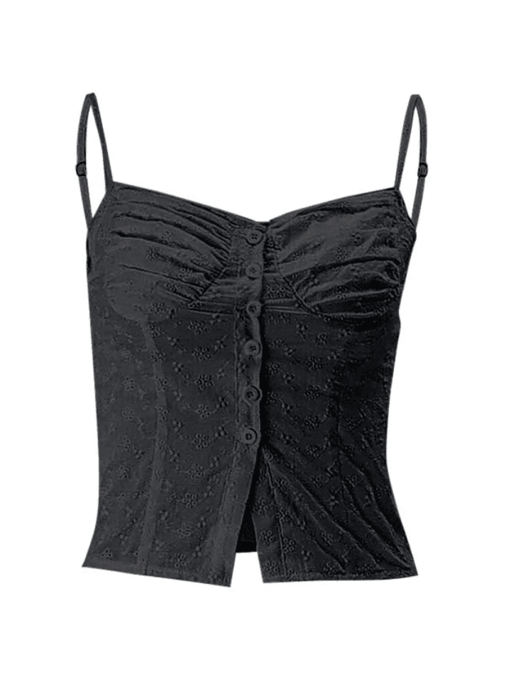 Buttoned Broderie Lace Cami Top - AnotherChill