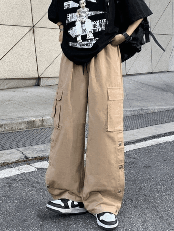 Buttoned Pocket Patch Cargo Pants - AnotherChill