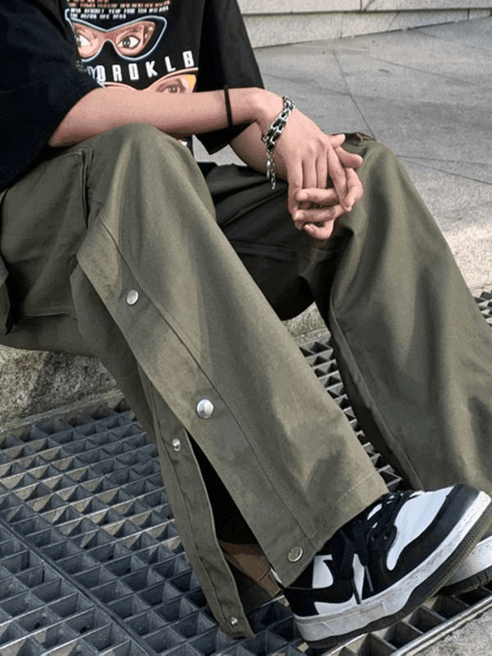 Buttoned Pocket Patch Cargo Pants - AnotherChill