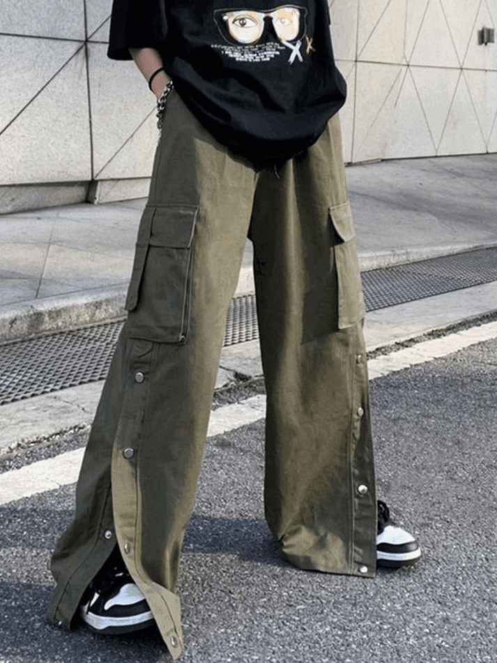 Buttoned Pocket Patch Cargo Pants - AnotherChill