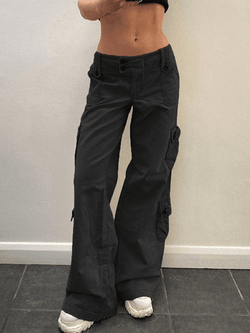 Buttoned Straight-Leg Cargo Jeans - AnotherChill