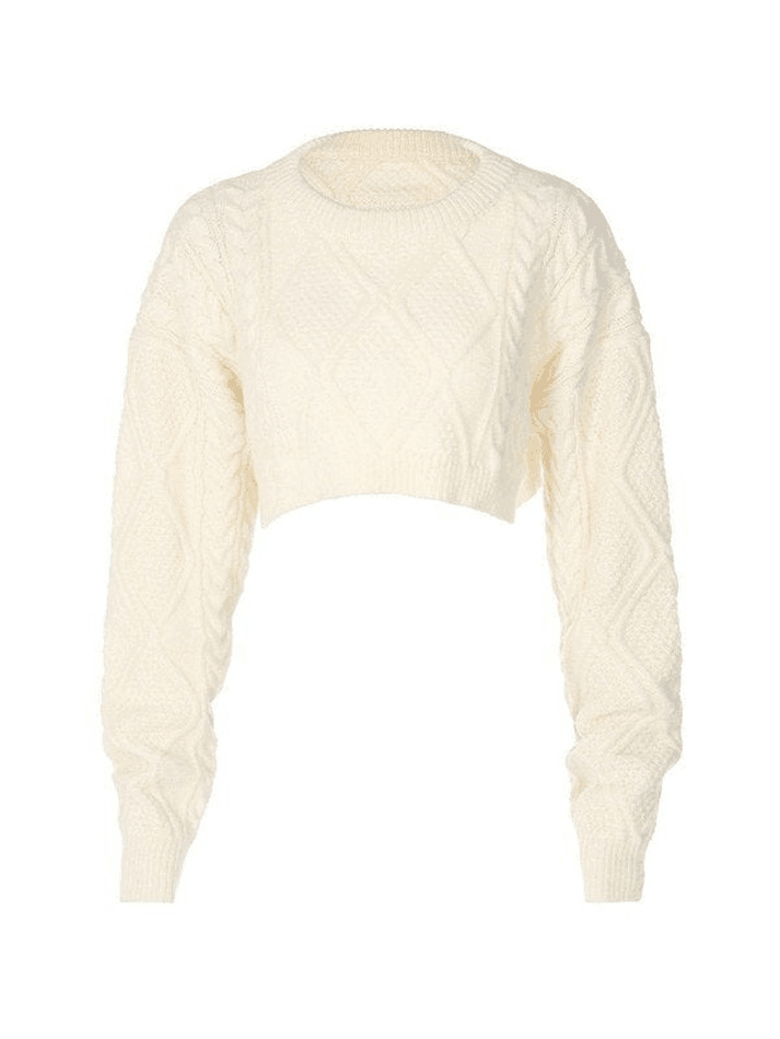 Cable Knit Cropped Sweater - AnotherChill