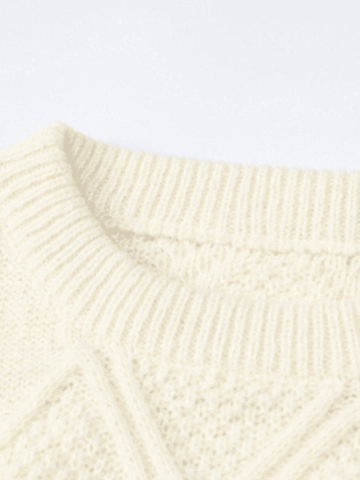 Cable Knit Cropped Sweater - AnotherChill