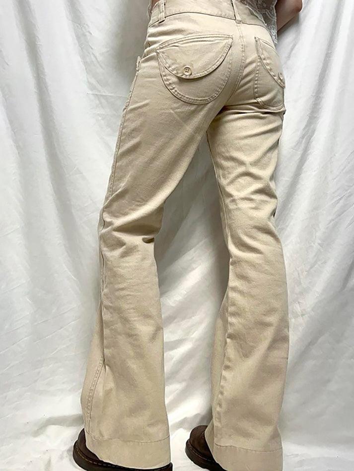 Double-Button Low-Rise Straight-Leg Pants