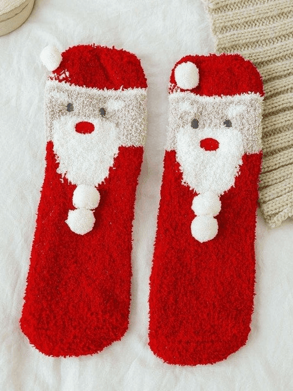 Christmas Santa Coral Fleece Socks AnotherChill