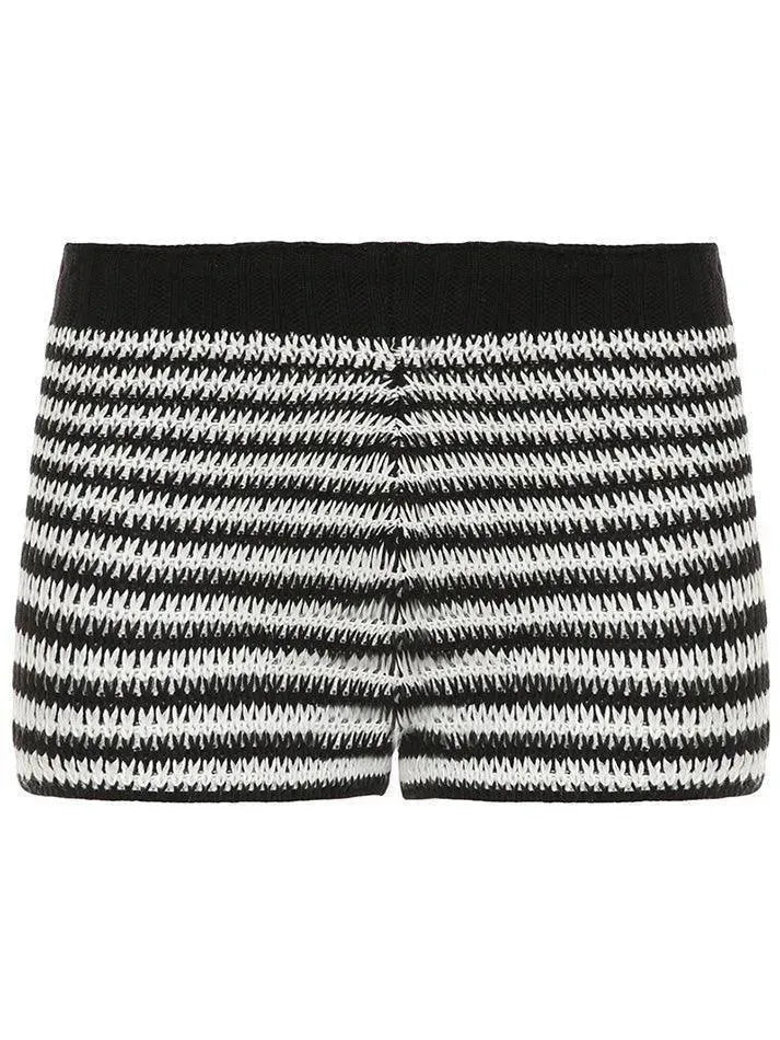 Contrast Striped Low-Rise Knit Shorts - AnotherChill