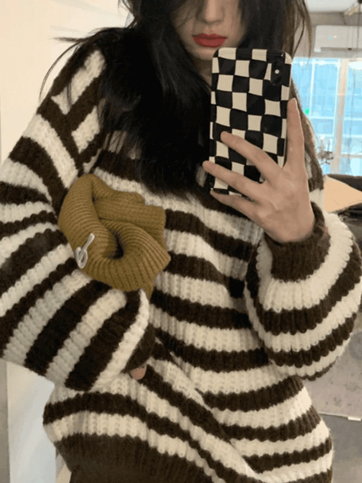 Cozy Striped Pullover Sweater - AnotherChill