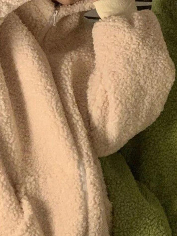Cute Ear Hooded Zip Up Fleece Jacket - AnotherChill