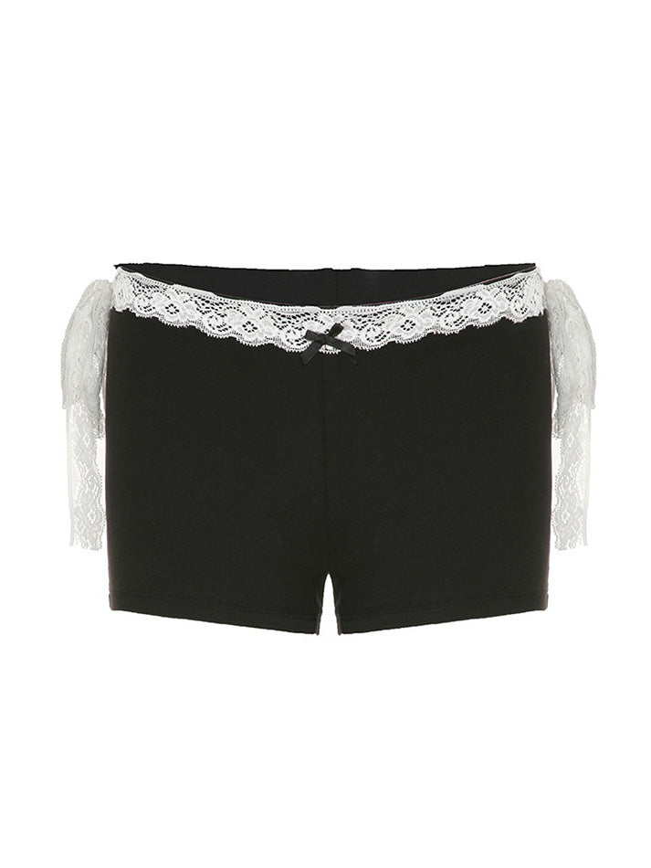 Lace Tie Bow Low-Rise Shorts