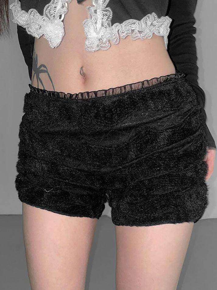 Lace Trim Heart Cutout Low-Rise Shorts