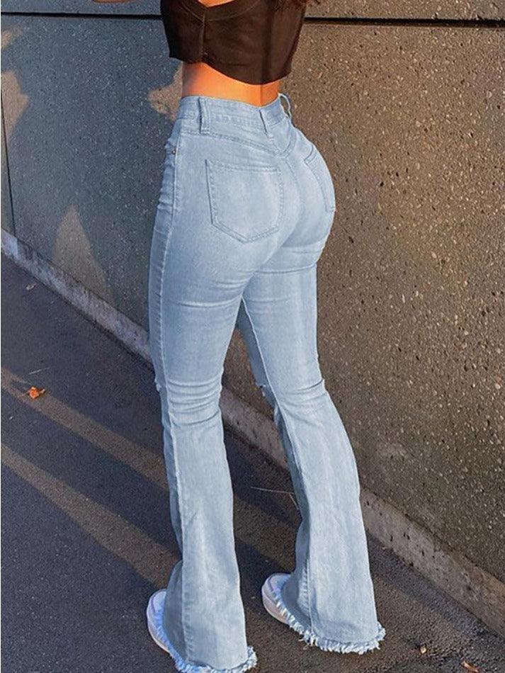 Distressed High Waist Ripped Jeans - AnotherChill