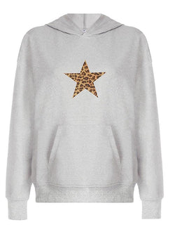 Leopard Star Print Oversized Hoodie