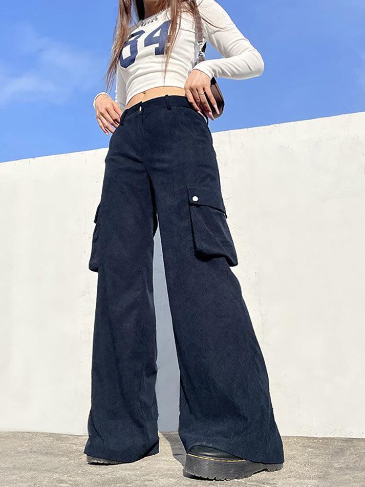 Vintage High Waisted Corduroy Cargo Pants