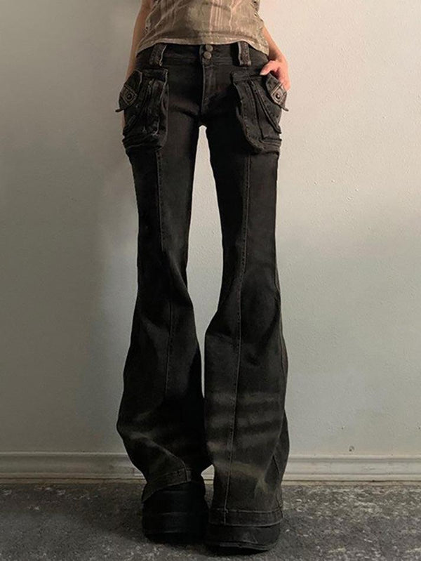 Vintage Y2K 3D Pocket Flared Jeans