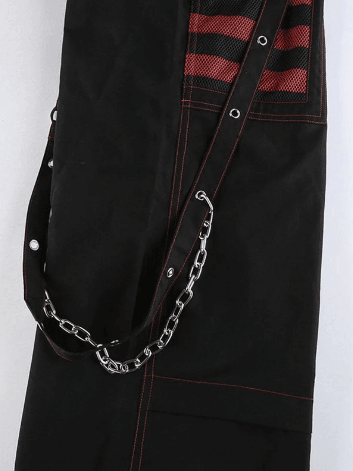 Eyelet Strap Black Cargo Pants - AnotherChill